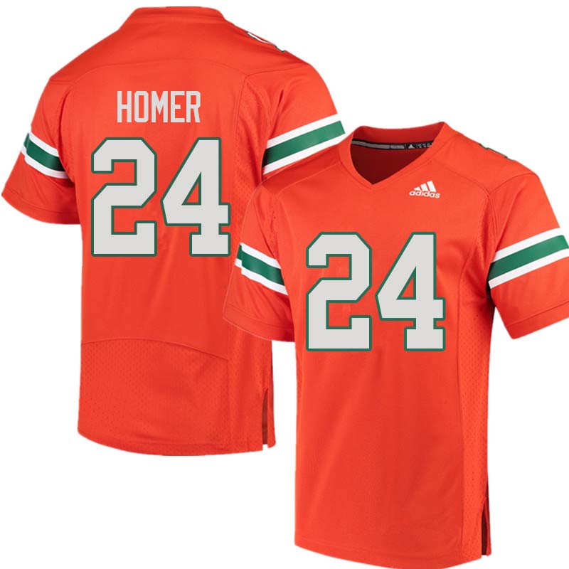 Adidas Miami Hurricanes #24 Travis Homer College Football Jerseys Sale-Orange - Click Image to Close